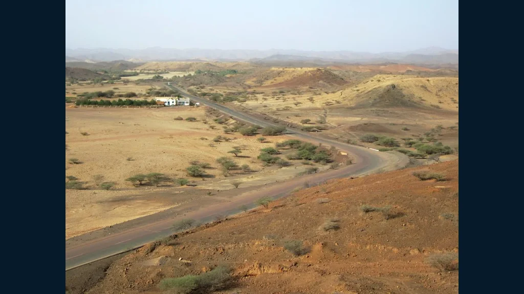 Highway linking Massawa and Asmara, Eritrea. Archival photograph, 2012.